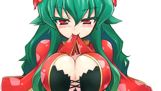 cleavage hentai anime hentai boobs hair huge cleavage wallpaper wallpapers green