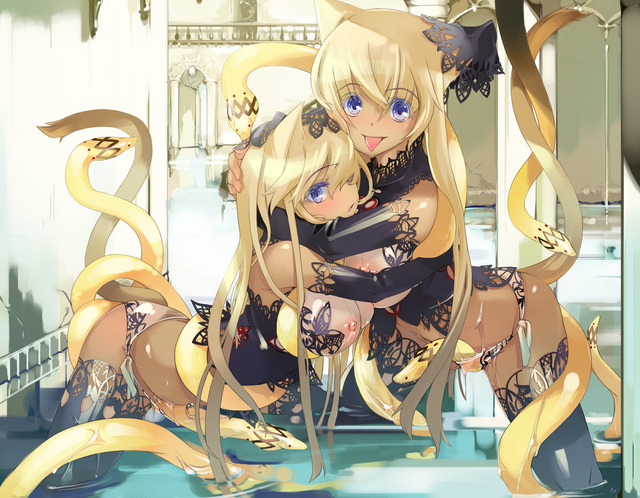 flower & snake hentai blonde girls animal ears snake ratio