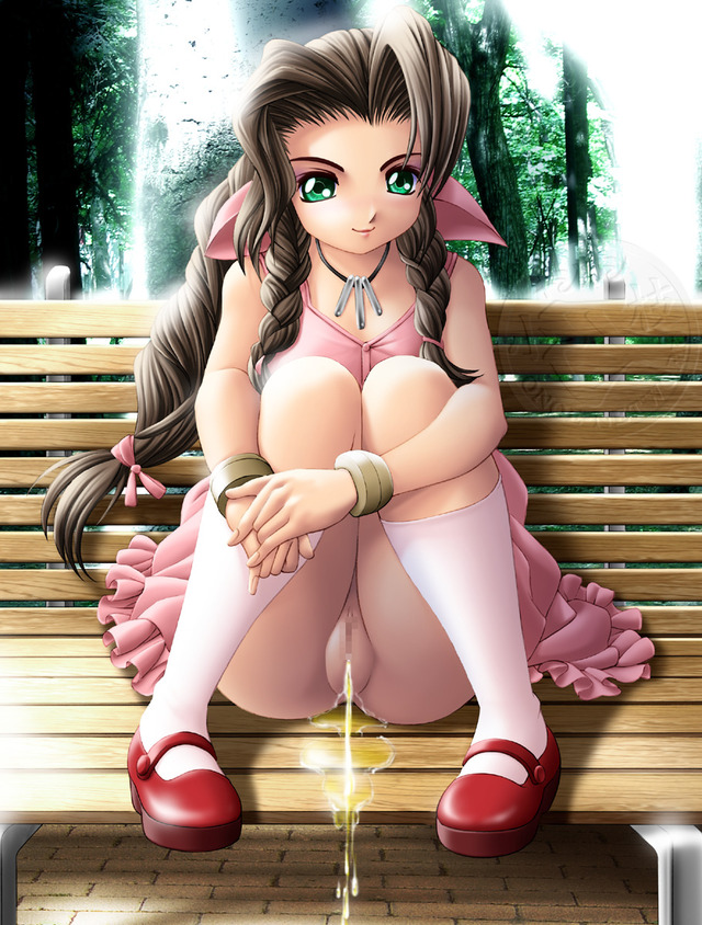 aerith gainsborough hentai censored final hair tagme cae eyes brown fantasy vii green gainsborough peeing aerith onoe