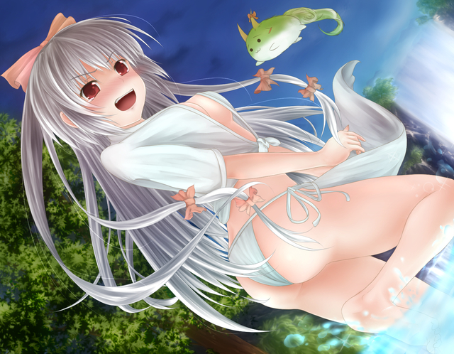 anal water hentai hentai vol hair artist pics eyes long underwear red panties water touhou bow fujiwara horns gray tree keine husky mokou kamishirasawa