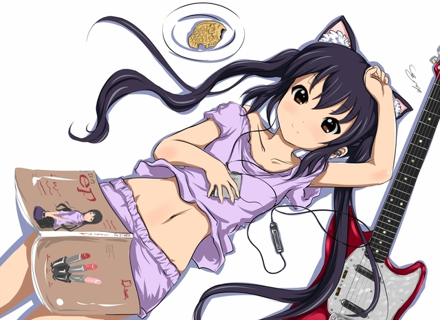 azusa nakano hentai book azusa animal ears konachan white twintails moto nakano headphones guitar japonska