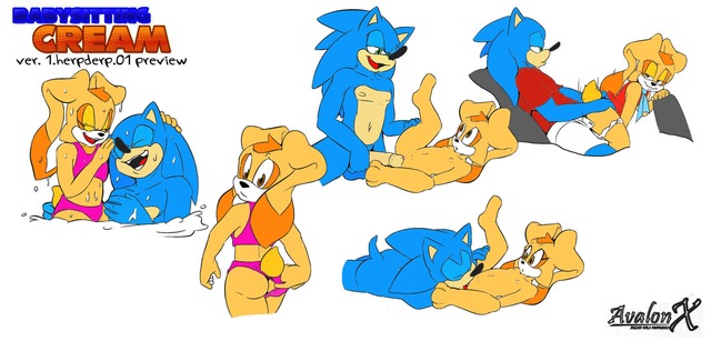 baby sitting hentai sonic team cream rose hedgehog rabbit aval