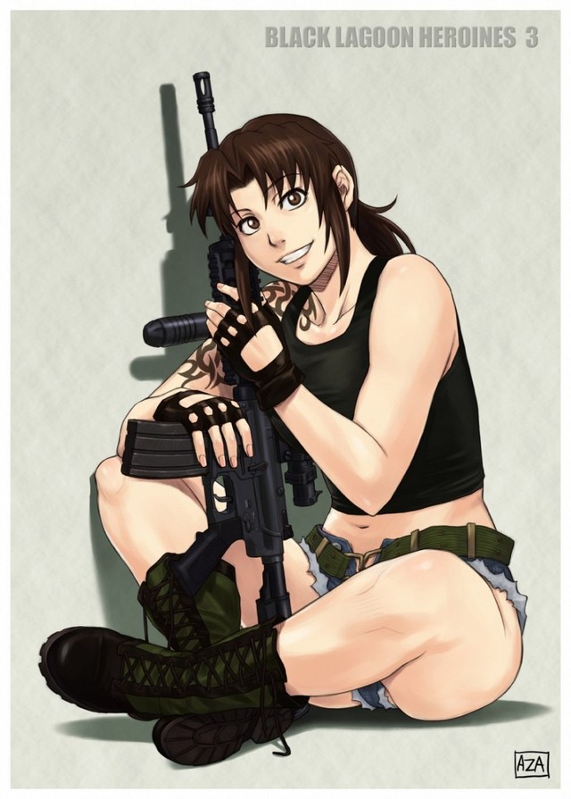 black hair hentai hentai black loves lagoon weapons revy