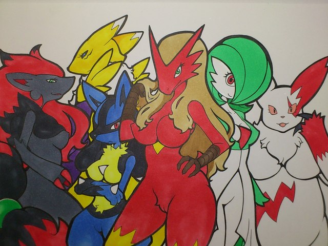 blaziken hentai comic comment crossover bdc porkyman digimon dfb renamon blaziken lucario gardevoir zoroark zangoose kewon