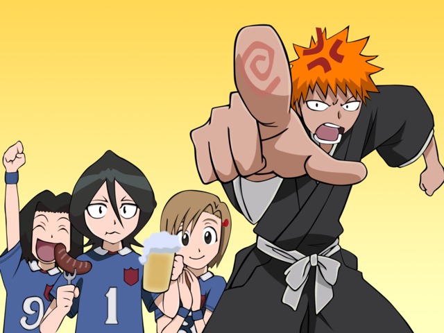 bleach hentai ichigo hentai bleach yellow konachan karin rukia ichigo vector food kurosaki yuzu kuchiki asano keigo pointing