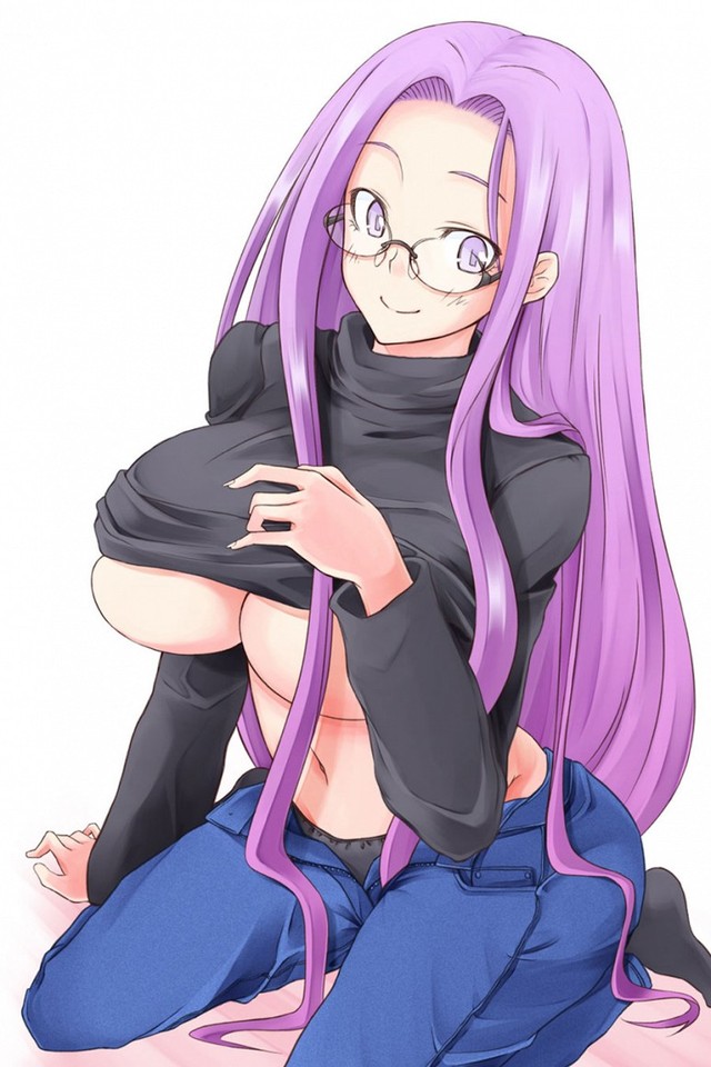 fate/stay night hentai hentai boobs night hair huge blue glasses fate panties stay riders hentairing