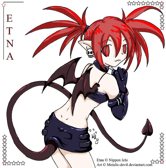 gloves hentai tail female hair bloganime eyes gloves collar simple red demon loli solo makai twintails senki necklace earrings miniskirt background disgaea etna bracelet vertica