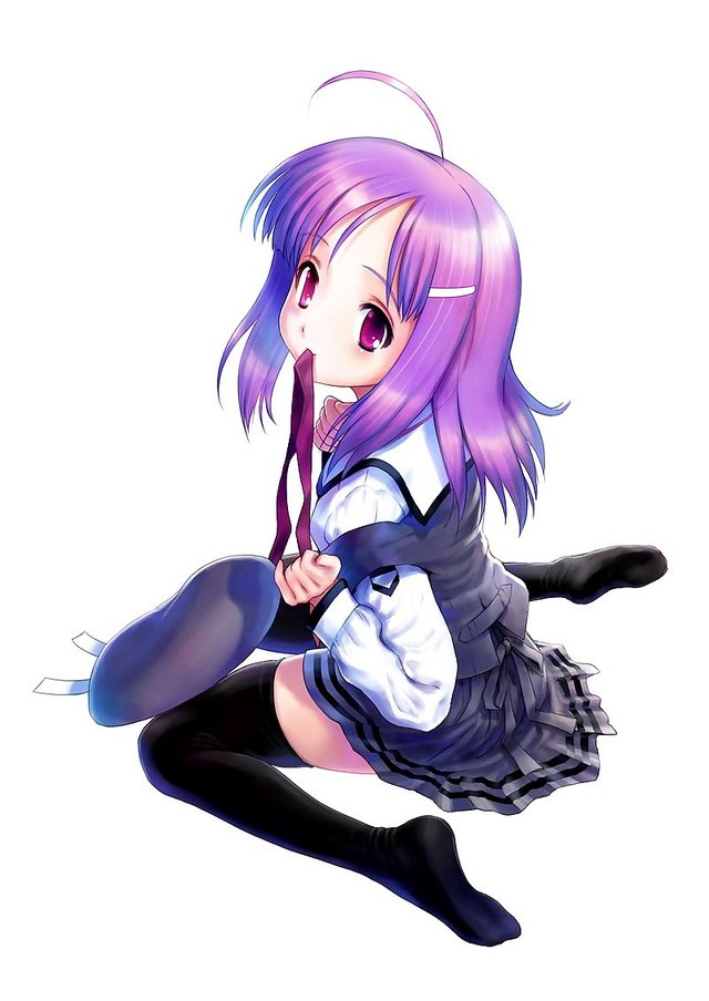 highres hentai page seifuku school uniform hair blush mouth skirt eyes undressing thighhighs hold feet zettai goto loli purple highres absurdres ahoge miniskirt ryouiki