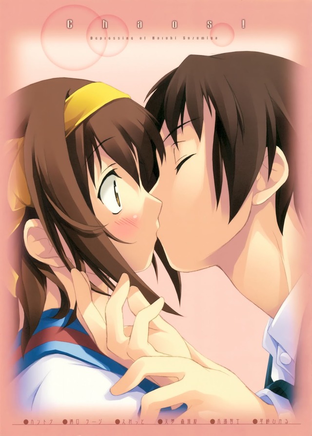 ichigo mashimaro hentai kiss haruhi melancholy suzumiya kyon closeup amazed