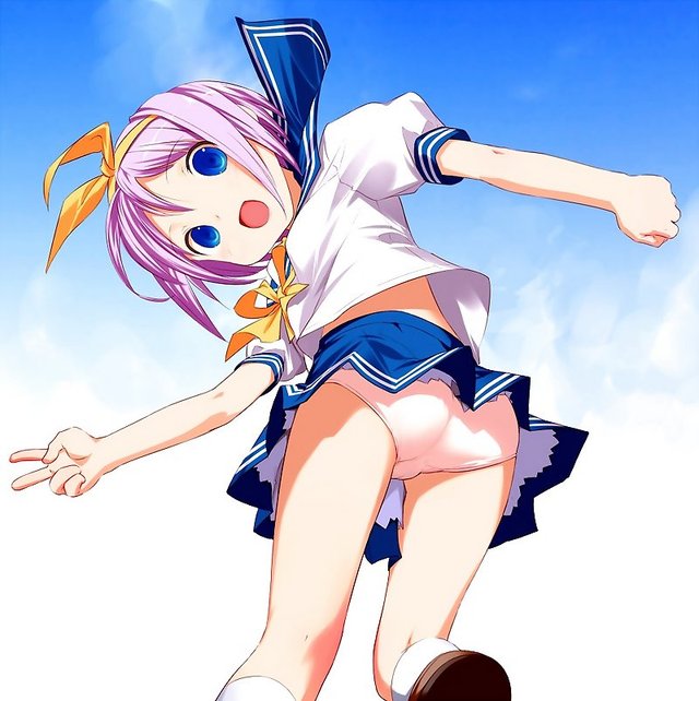 lucky star hentai school uniform hair ass tagme skirt blue eyes star loli panties purple tsukasa lucky child hiiragi pantyshot ribbon serafuku uni