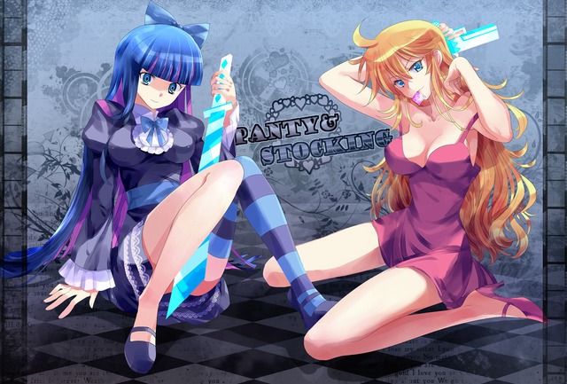 panty & stocking with garterbelt hentai search blonde panty sword girls onna hair cleavage blue eyes weapon label dress konachan gun otoko stocking garterbelt pico denpa seishun