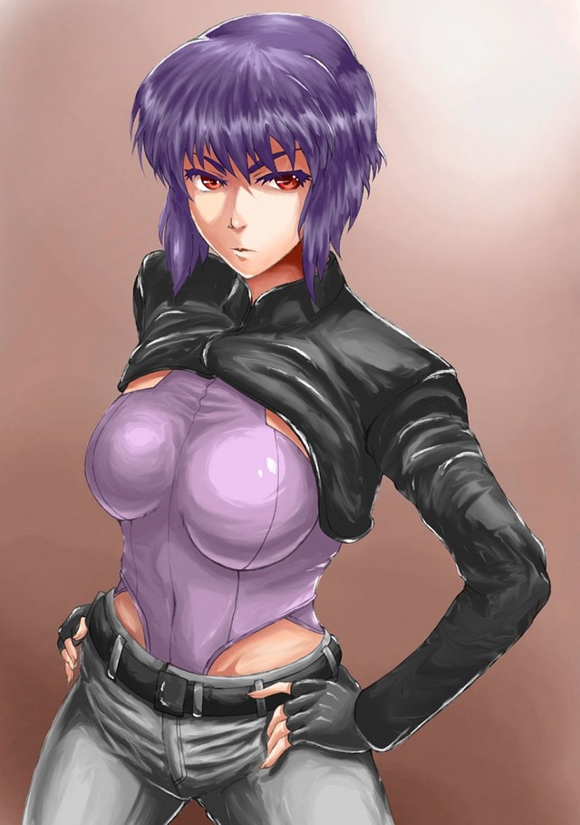 purple hair hentai hentai hair ghost shell short motoko kusanagi panties purple