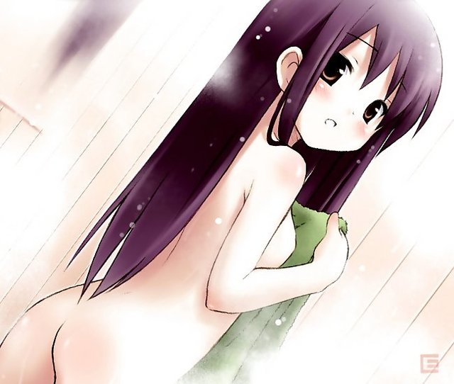 purple hair hentai sera hair ass blush nude eyes long brown sakura watermark loli solo purple karen wet flat back chest looking towel musubi eretto