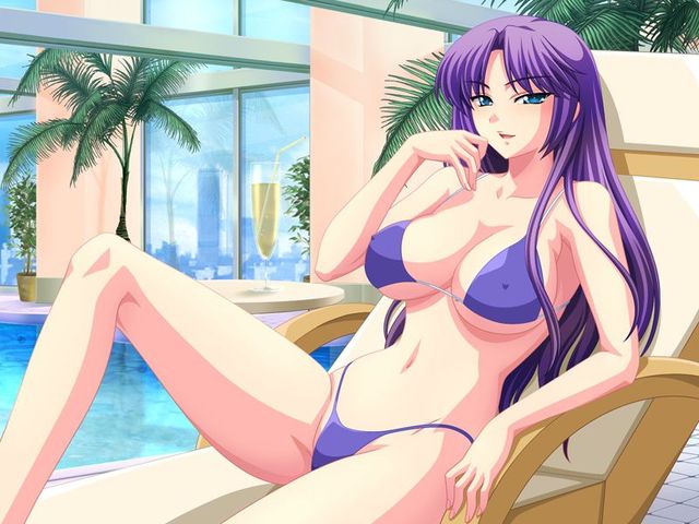 purple hair hentai anime fucked haired purple babe swimming pool