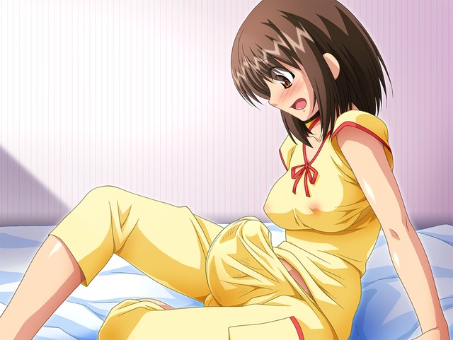 suzumiya haruhi no yuuutsu hentai futanari hair blush open mouth eyes brown studio haruhi suzumiya surprise ribbon sunadokei bulge yuuutsu ccabe