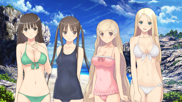 twintails hentai black blonde hair nipples cleavage beach long rika fault tony bikini swimsuit konachan sugiyama mio taka twintails static erect saeki hayama