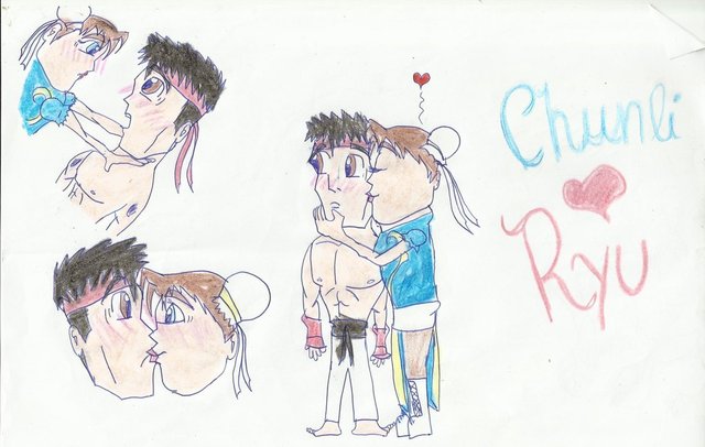 chun li ryu hentai morelikethis colored traditional fanart drawing chun ryu dpd sanielyart