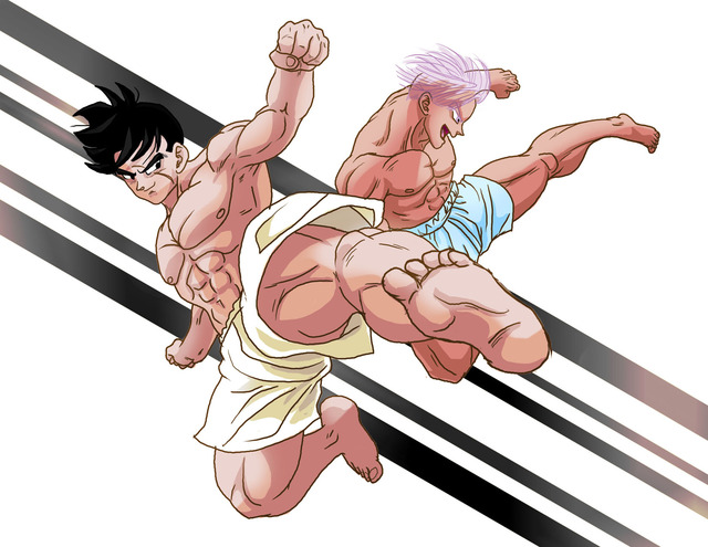 db z hentai hentai dbz trunks dragon fighting kai fanart yaoi duo gay ball boxerrice bishonen muscle dbkai bara saiyan gohanxtrunks history namekianpikkoro