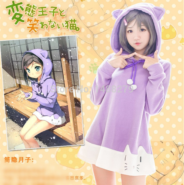 neko hentai anime anime hentai store product ouji warawanai neko dress cat tsutsukakushi tsukiko cosplay purple costume kawaii ear htb xxfxxxw hoody
