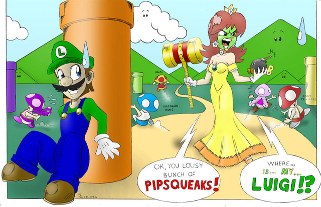 princess daisy hentai morelikethis colored luigi run digitalart mugenkeiji