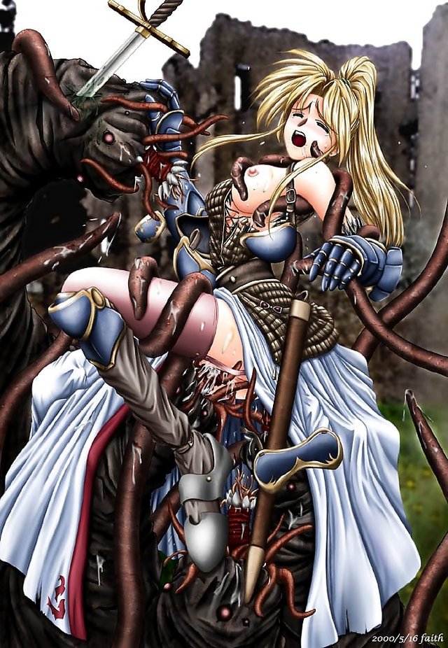 sword girls hentai blonde sword rape hair cum breasts tentacle eyes monster armor closed vertical faith