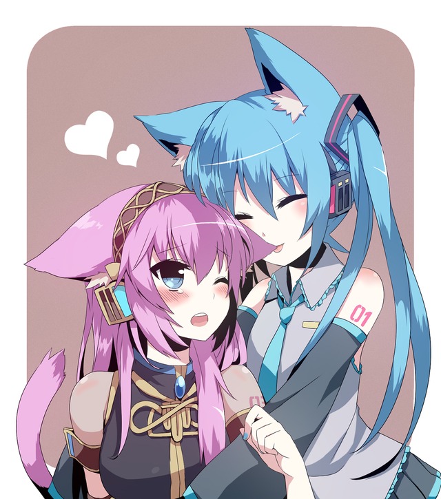 vocaloid hentai gif yuri neko miku megurine luka nekomimi hatsune mizuki