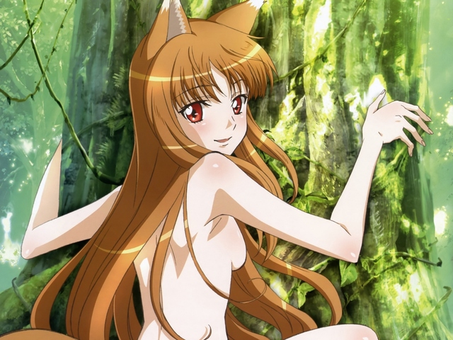 horo hentai anime hair nude eyes long red animal ears konachan orange wolf spice horo popular tree sideboob makes wolfgirl