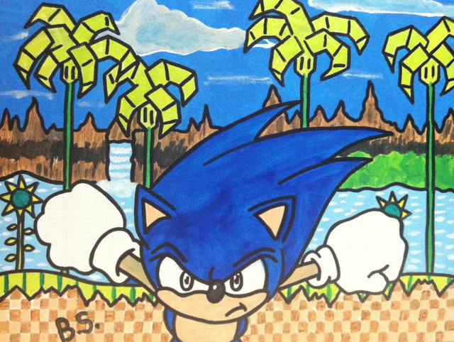 human sonic hentai morelikethis sonic hill traditional green hedgehog act zone paintings painted sampson falt