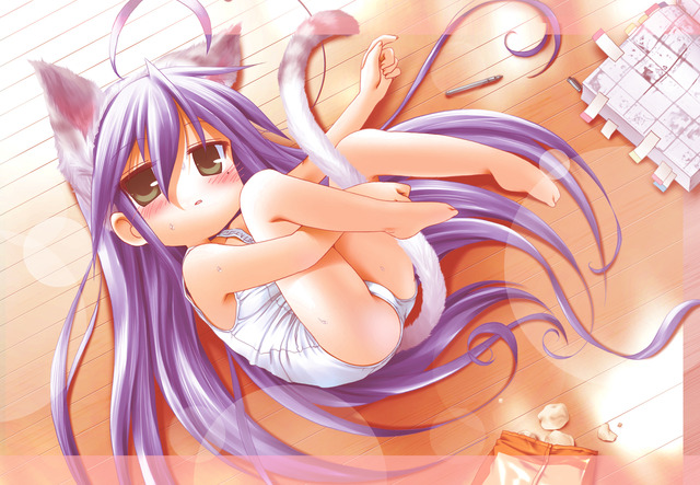 lucky star hentai konata tail search label animal ears swimsuit star konachan catgirl lucky izumi konata