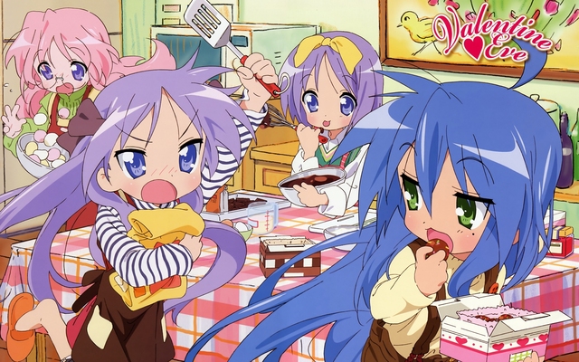 lucky star kagami hentai hair nude blue eyes pink glasses kagami star konachan green purple tsukasa valentine lucky hiiragi izumi food konata takara miyuki