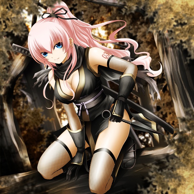 luka megurine hentai cleavage moe ninja megurine luka thighhighs fishnets vocaloid kuromayu