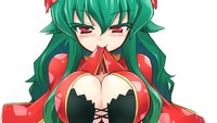 cleavage hentai wallpapers hentai cleavage green hair huge boobs anime wallpaper