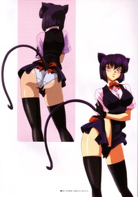 usagi-chan de cue!! hentai absurdres animal ears ass black thighhighs cameltoe cat catgirl gloves highres koshka orange eyes panties purple hair tail usagi chan cue usagichan