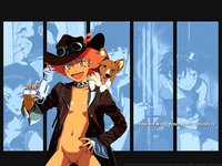 cowboy bebop hentai cowboy bebop dog edward wong hau pepelu tivrusky ein goggles gun hat loli nude filter open jacket pussy red hair short tomboy wallpaper western