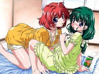 onegai twins hentai girls blue eyes blush green