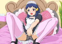 dawn hentai hentai blue hair dawn googuru hikari pokemon maid panties pantyshot skirt spread legs thighhighs poke