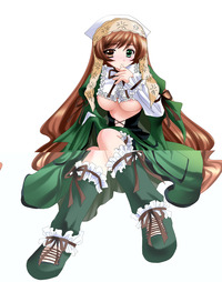 rozen maiden hentai aeef bows breasts broken brown hair dress frills hairband heterochromia highres long rozen maiden suiseiseki