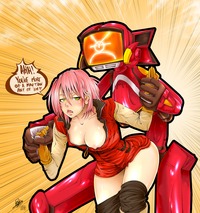 furi kuri hentai blush breasts flcl fooly cooly furi kuri haruhara haruko open shirt robot short hair