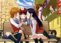 futari wa pretty cure hentai bench brown hair food futari