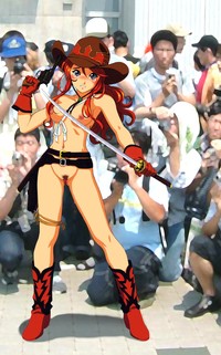 sakura wars hentai boots breasts censored cowboy hat ratio