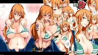 long hair hentai toon pics picture hentai porn pic breasts bikini highres long hair multiple girls nami one piece orange eyes smile tattoo wallpaper