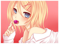 short hair hentai konachan blonde hair blue eyes kagamine rin lollipop short vocaloid yayoi pixiv category moe