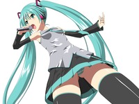 twintails hentai cameltoe hatsune miku microphone panties skirt striped thighhighs tie twintails entry