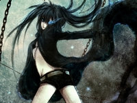 black hair hentai thumbnails detail gloves black rock shooter blue eyes long hair belts weapons twintails anime girls glowing wallpaperhi hot hentai ecchi queens blade wallpaper