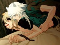 tongue hentai hentai anal animal ears bdsm blindfold blonde hair blue eyes bondage cat catboy fangs game horizontal konoe lamento male rai saliva tongue white yaoi