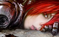 red hair hentai wall cyber girl