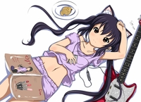 azusa nakano hentai konachan animal ears book guitar headphones moto nakano azusa twintails white japonska