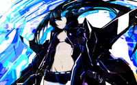 black rock shooter hentai konachan bikini black hair rock shooter blue eyes kuroi mato shorts swimsuit twintails search label