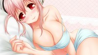 cleavage hentai pictures wallpapers headphones hentai cleavage huge boobs super sonico wallpaper
