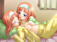 da capo hentai aff girls amakase miharu bed blue eyes breast grab capo game hairband incest licking open shirt pajamas pillow red hair sleeping yuri prev